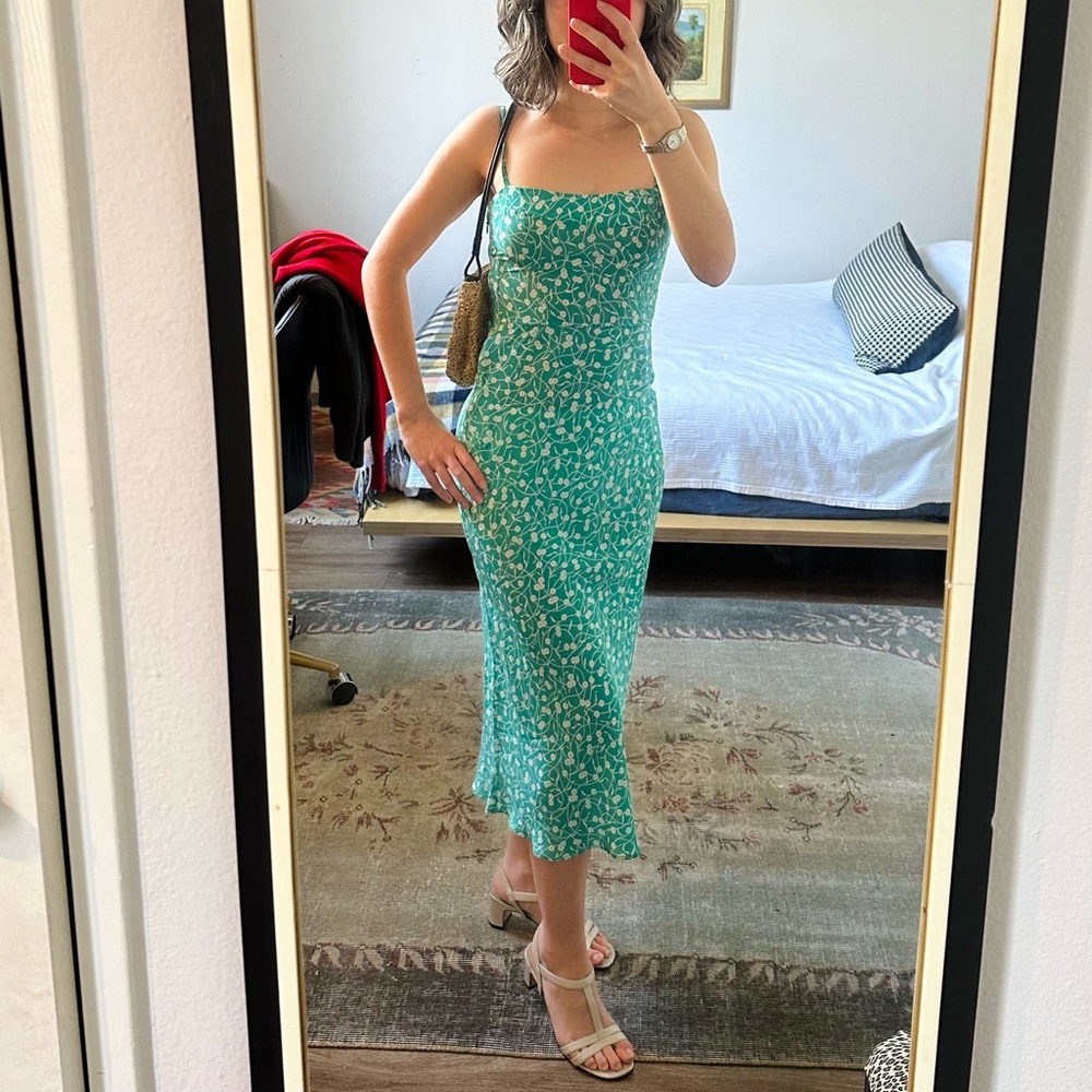 Realisation Par Silk Dress XXS Ivy Green Print